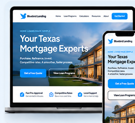 Preview of the modern mortgage website demo