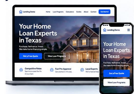 Preview of the traditional mortgage website demo