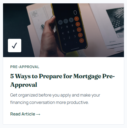 Example mortgage pre-approval blog article card